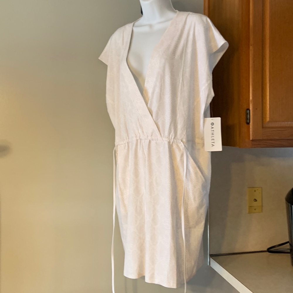 Cream Short Sleeve Wrap Jumpsuit